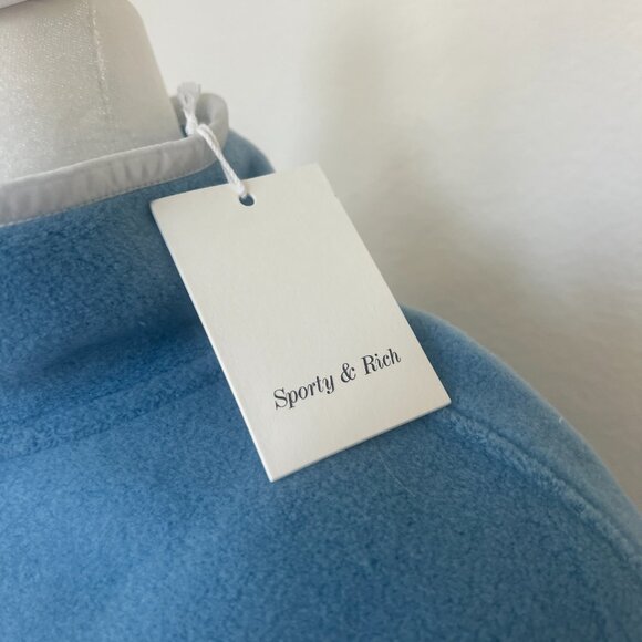 Sporty & Rich Buttoned Polar Sweatshirt - Sky Blue/White - Small - Picture 9 of 9